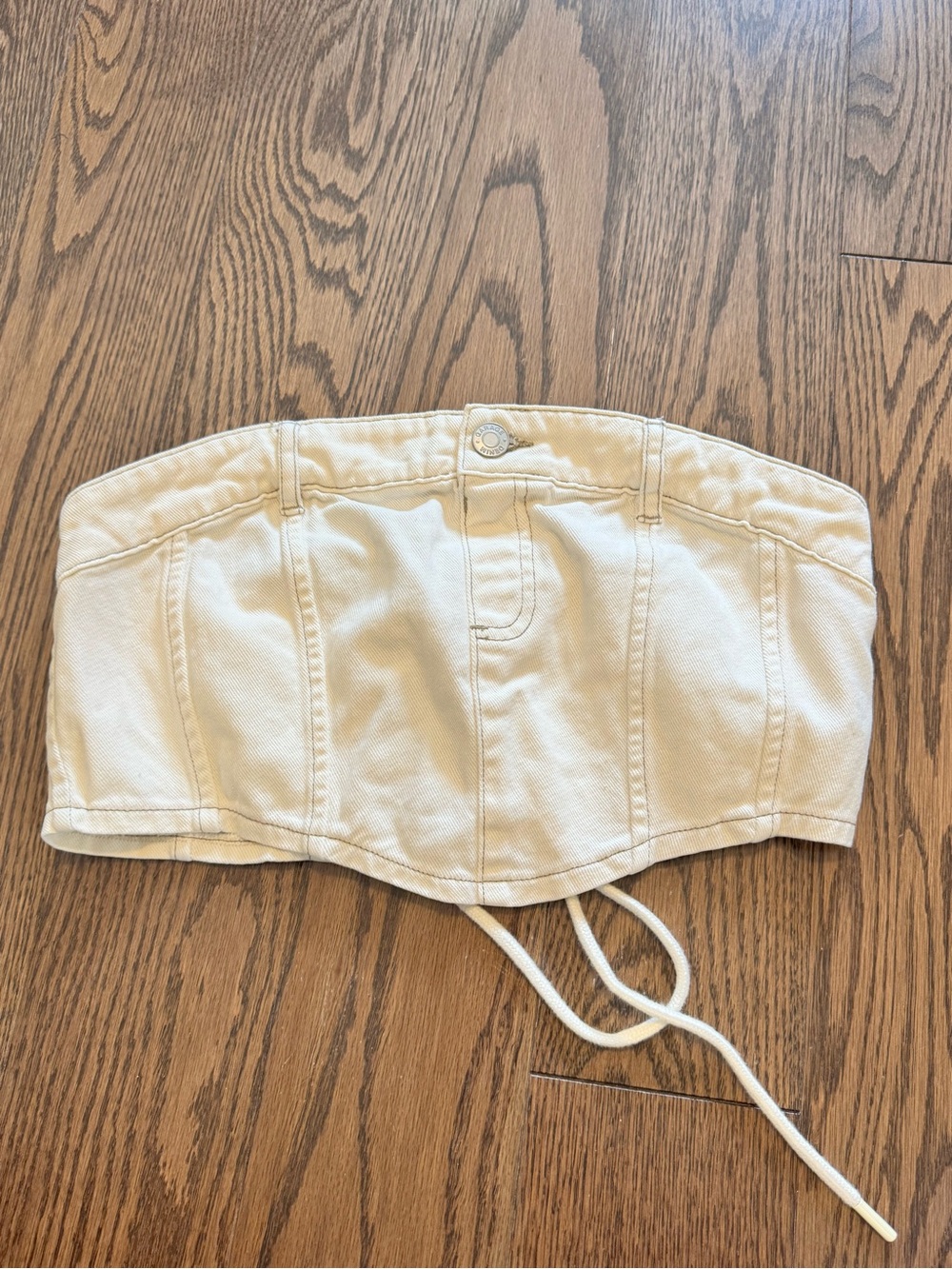 Garage Cream Denim Corset-Style Top